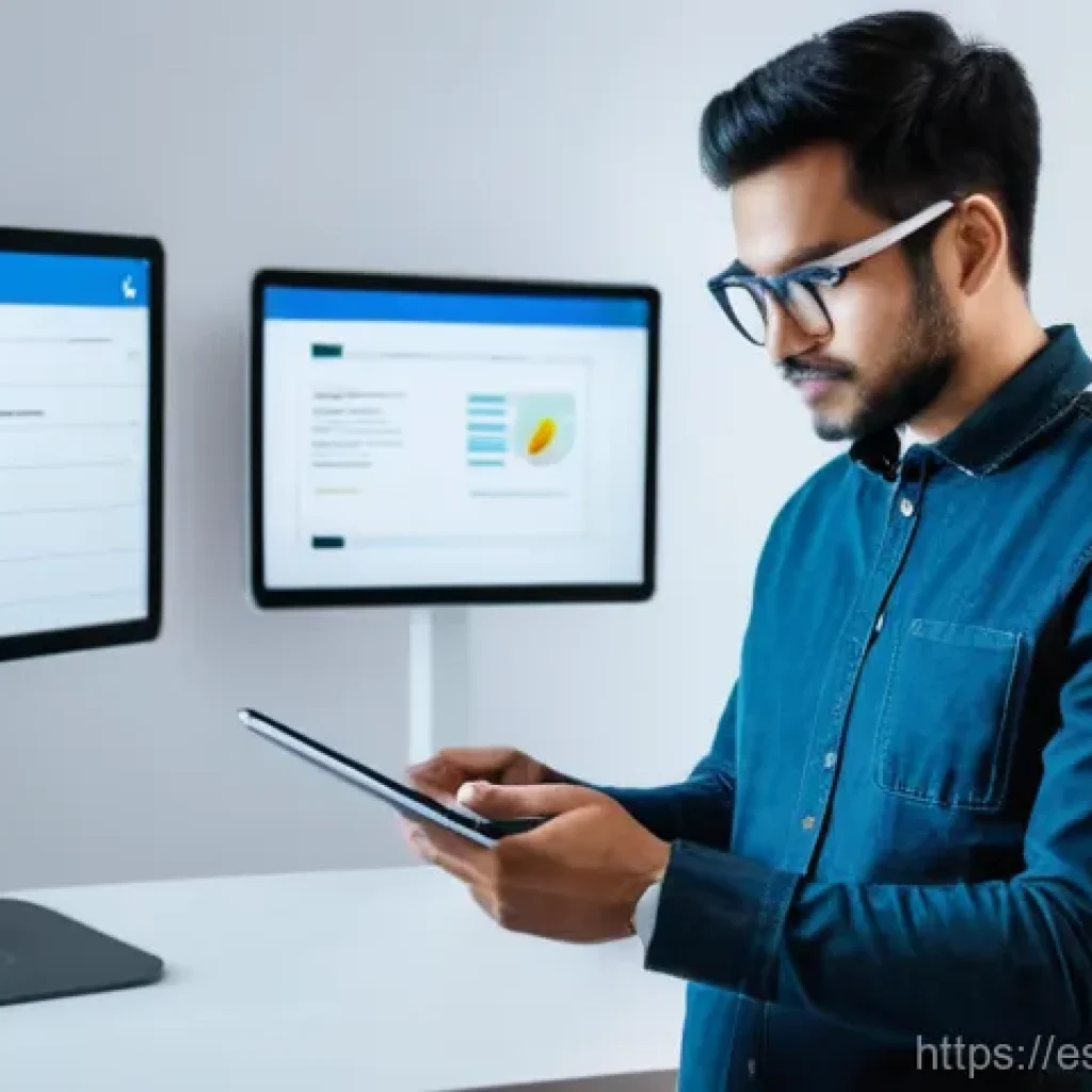 고객경험 디자인에서의 사용자 테스트 진행 방법 - A bright, clean image of a user actively engaging with a tablet application in a modern, well-lit us...