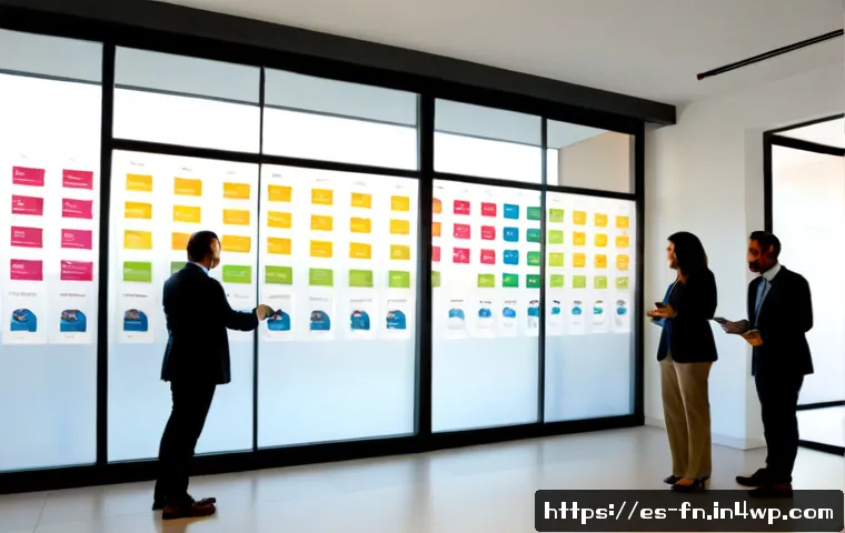 고객경험 디자인에서의 고객 여정 재설계 - Photorealistic customer experience redesign workshop in a bright modern Madrid office, diverse Spani...